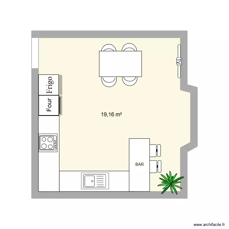 cuisine M1. Plan de 1 et 19 m² cuisine M1. Plan de 1 et 19 m²