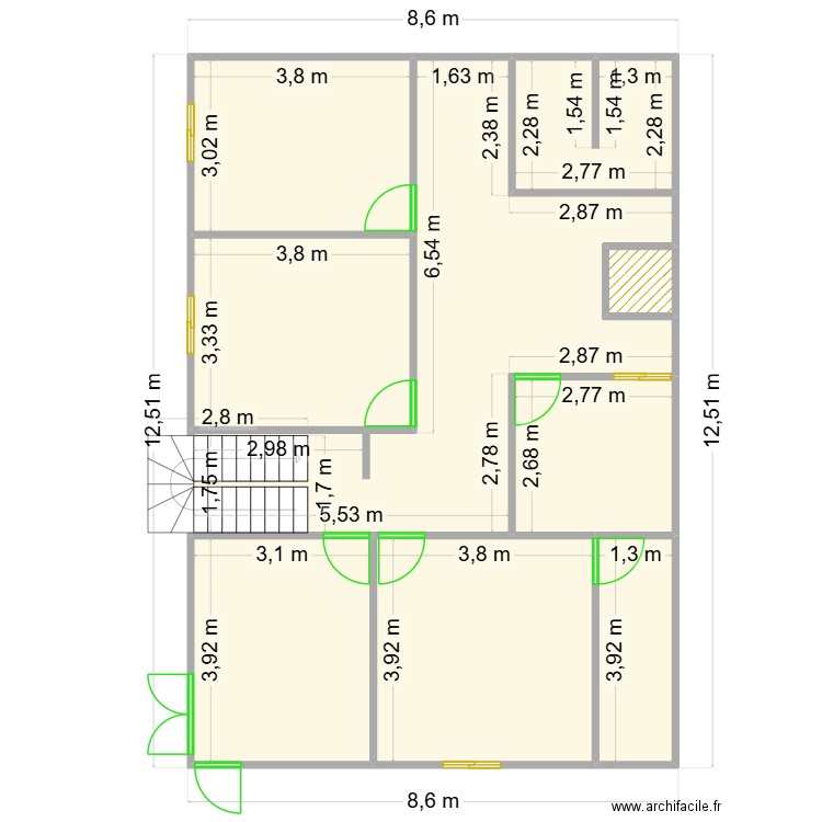 TEST3. Plan de 9 pièces et 99 m2
