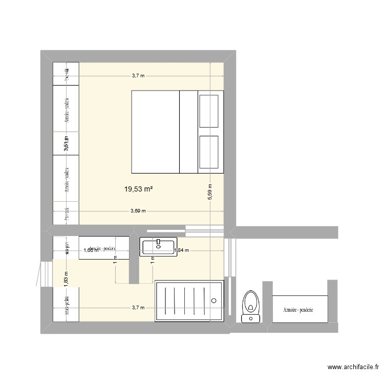 Agrandissement Soph Uchaud. Plan de 1 pièce et 20 m2