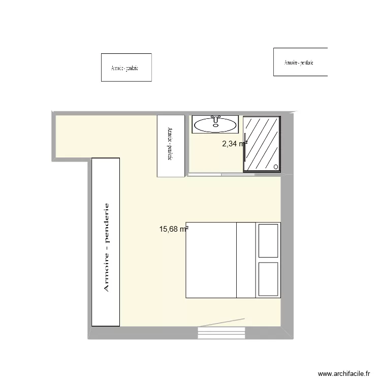 CHAMBRE LEO. Plan de 2 et 18 m² CHAMBRE LEO. Plan de 2 et 18 m²