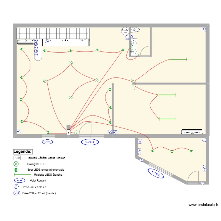 Les saintes. Plan de 3 pièces et 125 m2