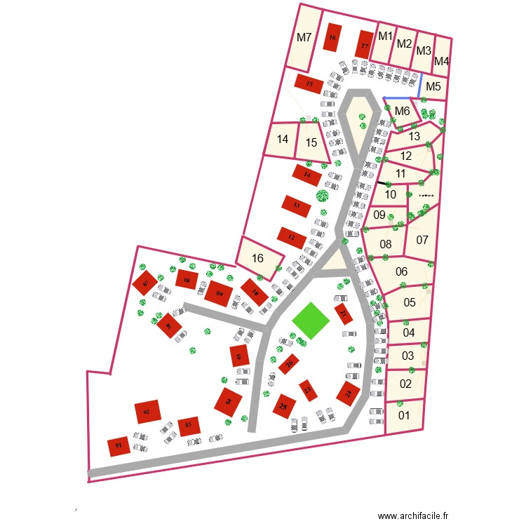 aire saisonnier VIEUX BOUCAU. Plan de 26 pièces et 2206 m2