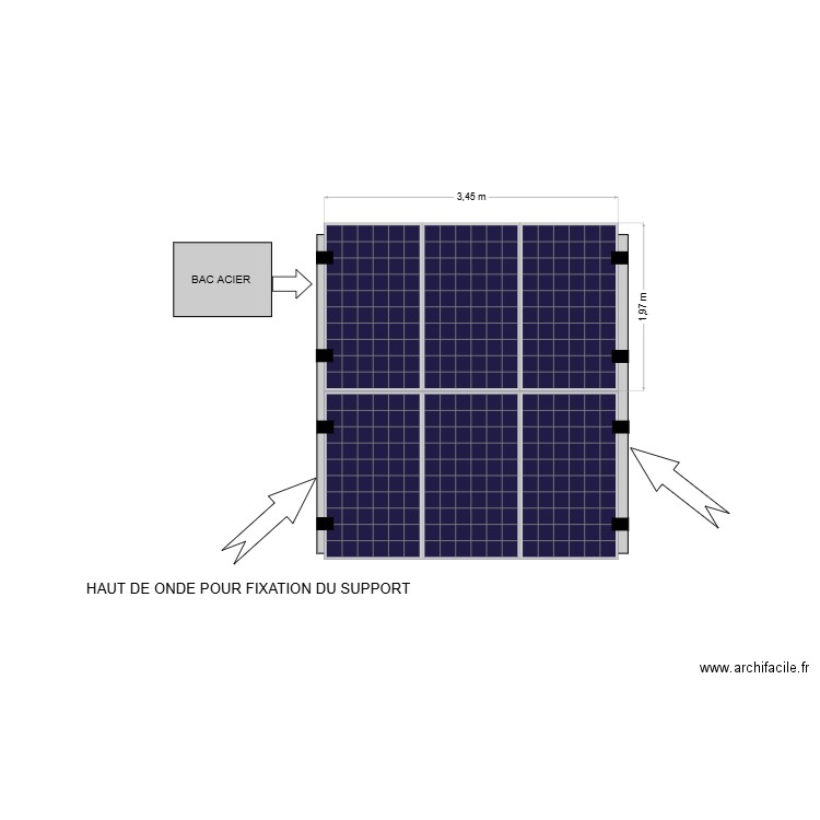 schema bac acier. Plan de 0 pièce et 0 m2