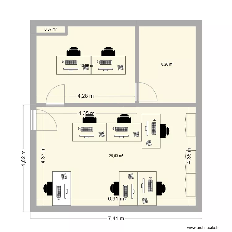 POLE GESTION LOC PRO SAUVEGARDE. Plan de 4 Pièces et 52 m²