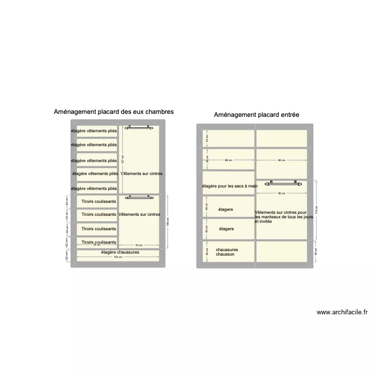 Aménagement placards. Plan de Aménagement placards. Plan de