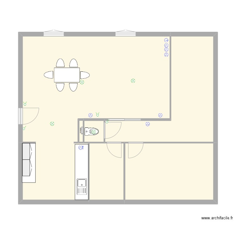 Gautier . Plan de 6 pièces et 73 m2