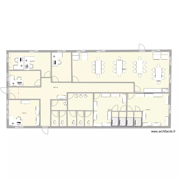 Plan Locaux sociaux v5. Plan de 5  et 207 m²