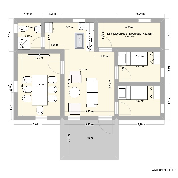 maisonnette DIGATO. Plan de 7 pièces et 58 m2