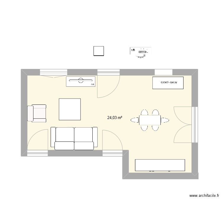 séjour. Plan de 1 pièce et 24 m2
