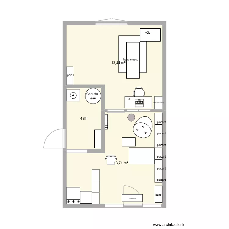 BUREAU. Plan de 3 pièces et 31 m²
