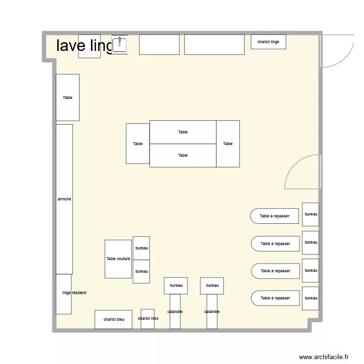 salle linge. Plan de 1  et 70 m²