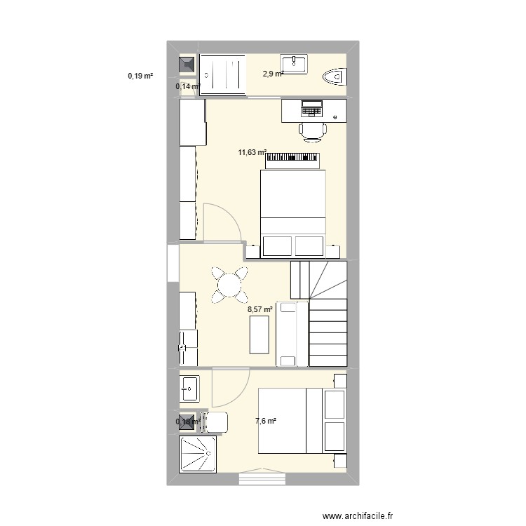 couno. Plan de 7 pièces et 31 m2