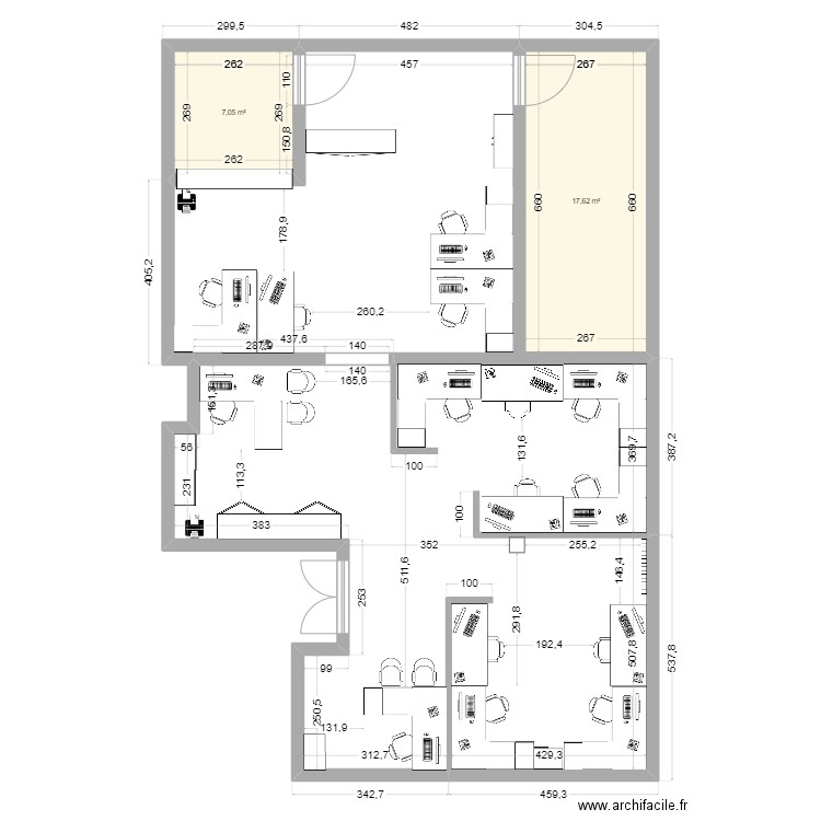 Option 1 Rosanna. Plan de 2 pièces et 25 m2