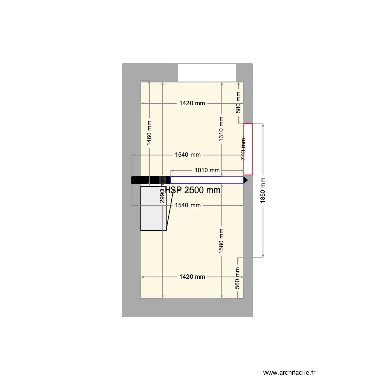 Local Electrique Solution 1. Plan de 1 pièce et 4 m2