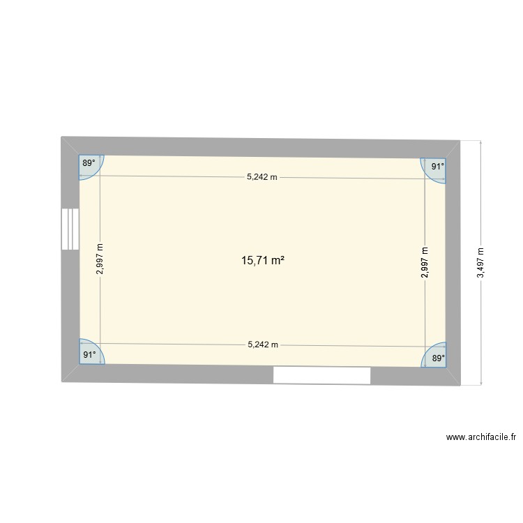 AMENAGEMENT VESTIAIRE. Plan de 1 pièce et 16 m2