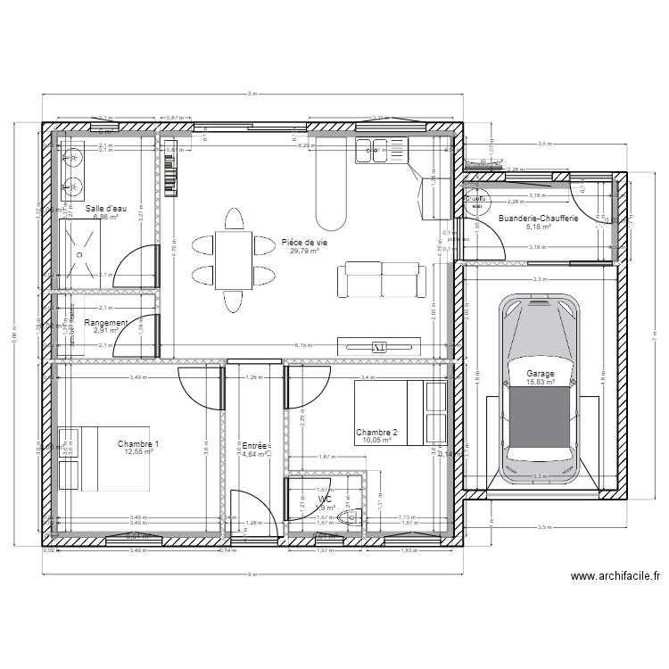 PROJET SCHERWILLER ROMAIN. Plan de 18 pièces et 90 m2