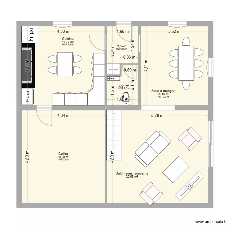 PROJET PHASE 2 LACROIX RDC V3. Plan de 6  et 85 m²