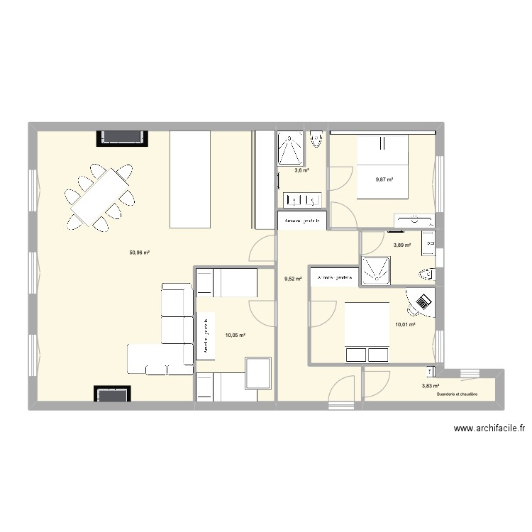 Sillon St Malo. Plan de 8 pièces et 102 m2