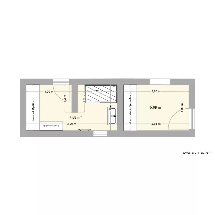Extension. Plan de 2 et 13 m² Extension. Plan de 2 et 13 m²