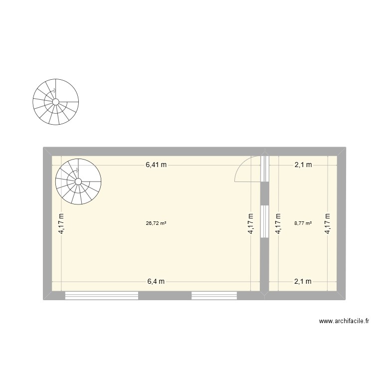 ADOC. Plan de 2 pièces et 35 m2