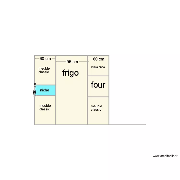 meuble frigo. Plan de 