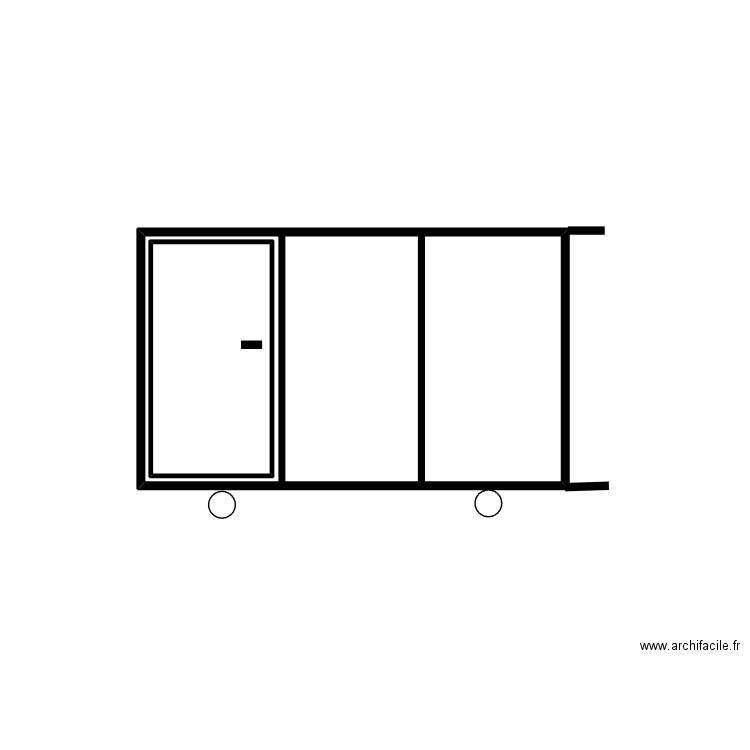 config coulissant 3 px. Plan de 2 pièces et 7 m2