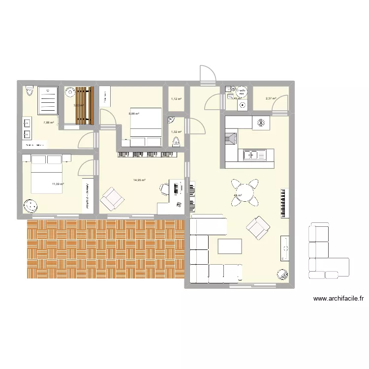 Appart2026Carole. Plan de 10  et 97 m²