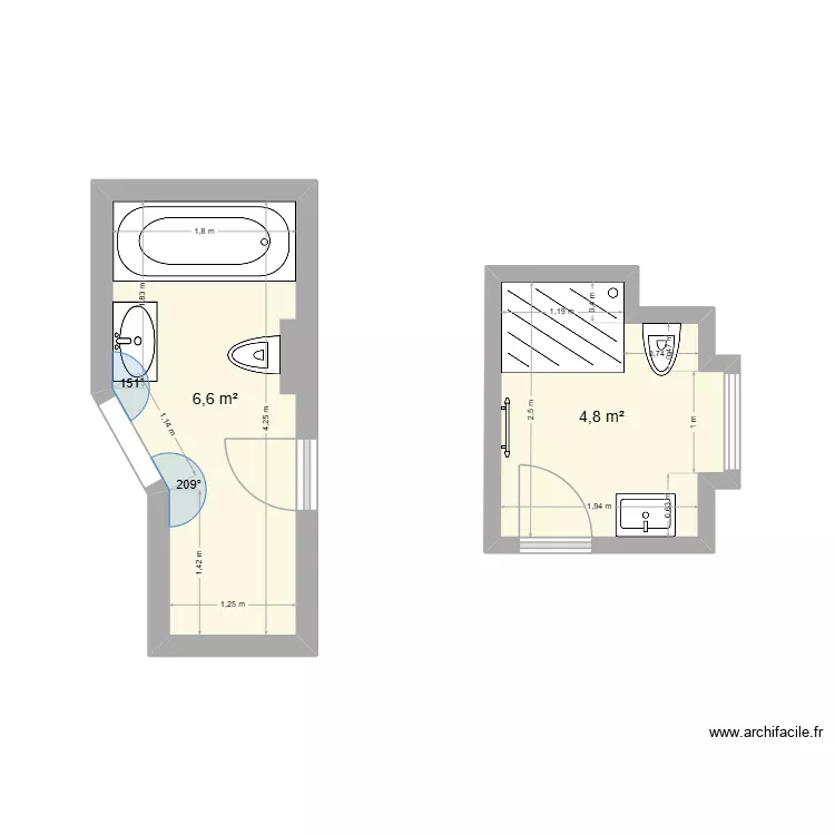 Cheyres. Plan de 2  et 11 m²