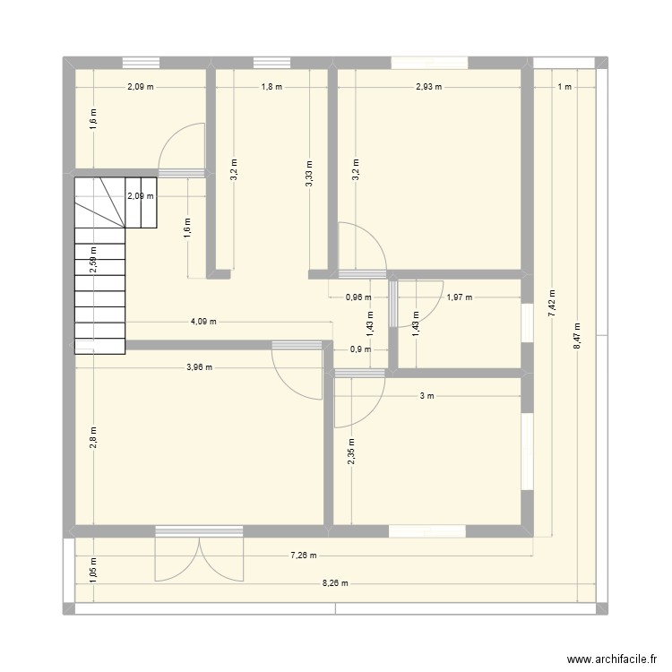 projet basse-terre. Plan de 7 pièces et 64 m2