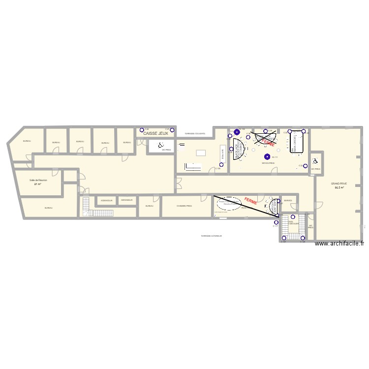 Plan Salon Privé au 08 NOVEMBRE 2023. Plan de 0 pièce et 0 m2