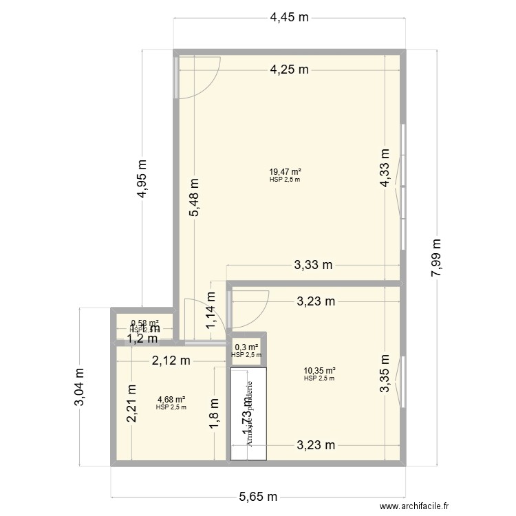 Plan souhaité. Plan de 5 pièces et 35 m2