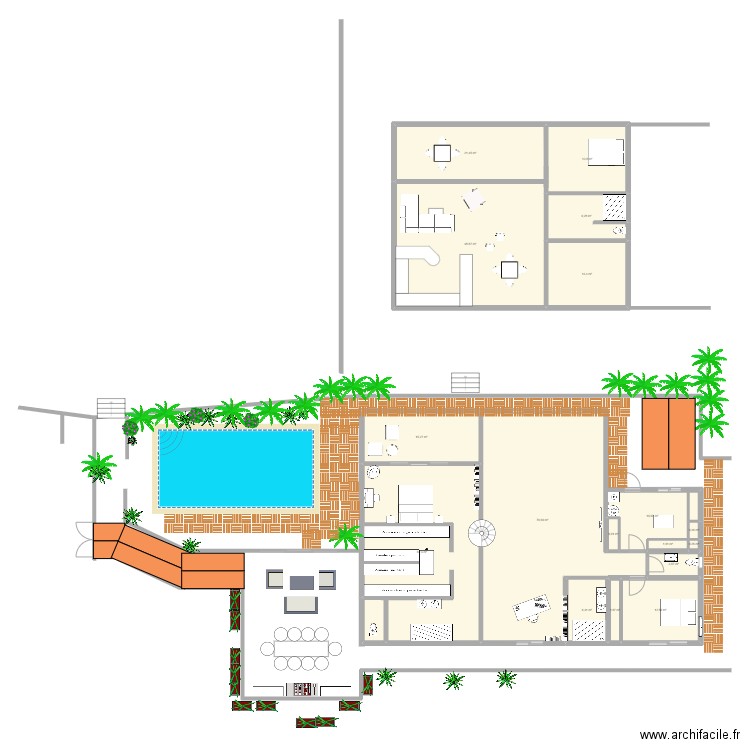 yahoue niveau 3. Plan de 17 pièces et 282 m2