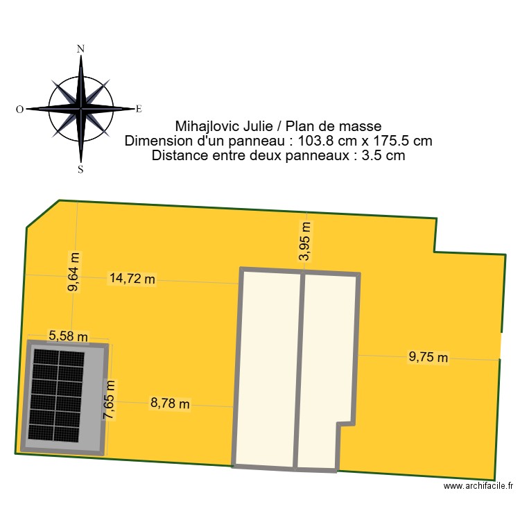 Mihajlovic Julie / plan de masse. Plan de 3 pièces et 134 m2