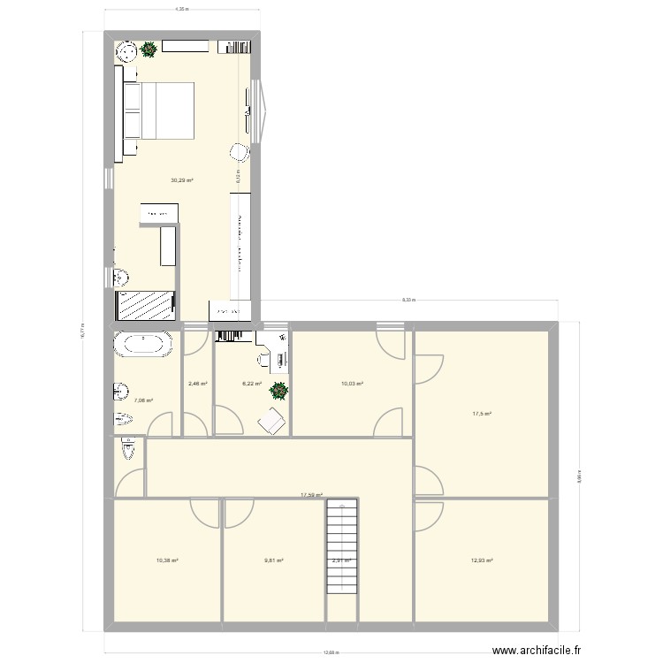 Extension 30m2. Plan de 11 pièces et 127 m2