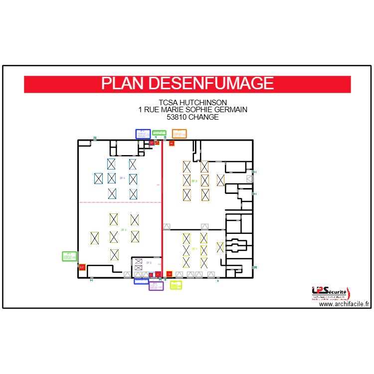 TCSA HUTCHINSON. Plan de 38 pièces et 1236 m2