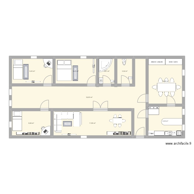 maison. Plan de 9 pièces et 108 m2