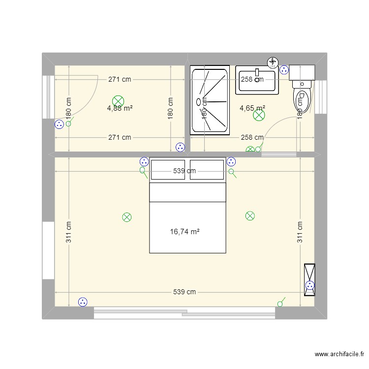 annexe . Plan de 3 pièces et 26 m2