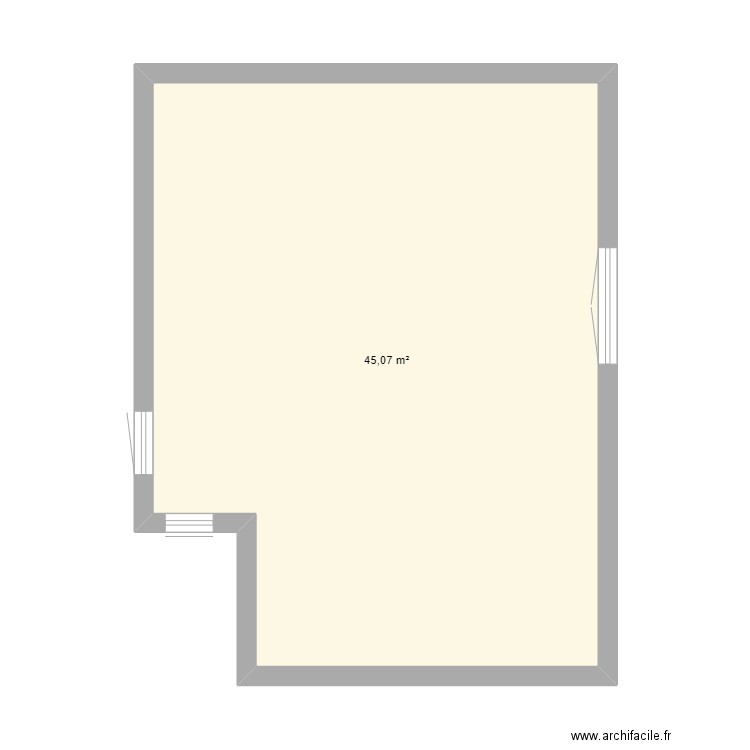 1er étage. Plan de 1 pièce et 45 m2