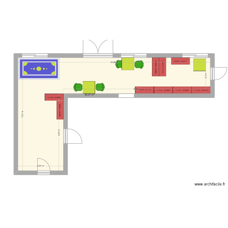 PETITE ENFANCE 4 meubles. Plan de 1 pièce et 42 m2
