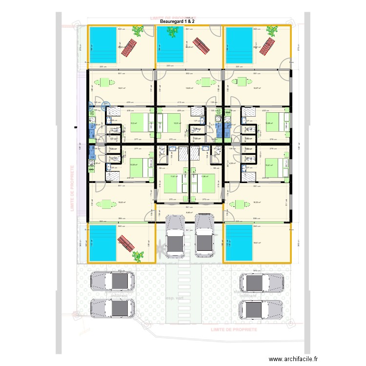 Beauregard parking sept 25/2. Plan de 34 pièces et 301 m2