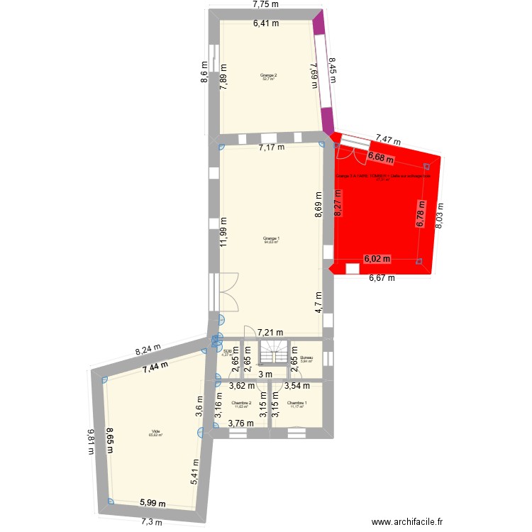 Etage Maconnerie. Plan de 10 pièces et 301 m2