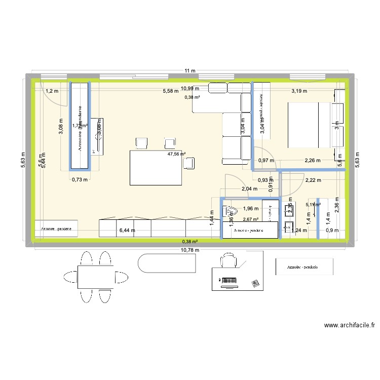 appartement SS2.4. Plan de 6 pièces et 58 m2