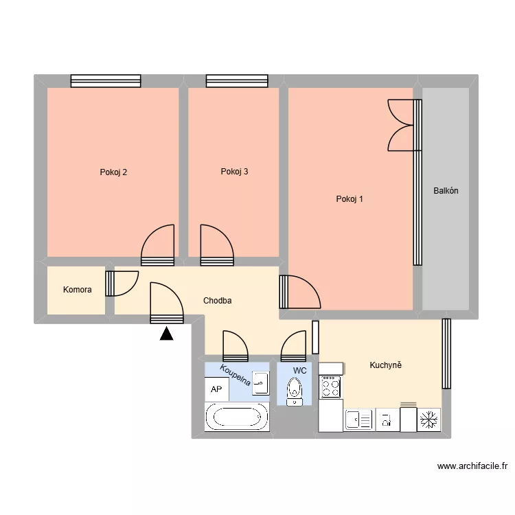 Petra Bezruče 1541, byt 22. Plan de 14 et 190 m² Petra Bezruče 1541, byt 22. Plan de 14 et 190 m²