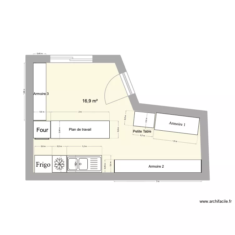 Plan 1 Agathe. Plan de 1 Pièce et 17 m² Plan 1 Agathe. Plan de 1 Pièce et 17 m²