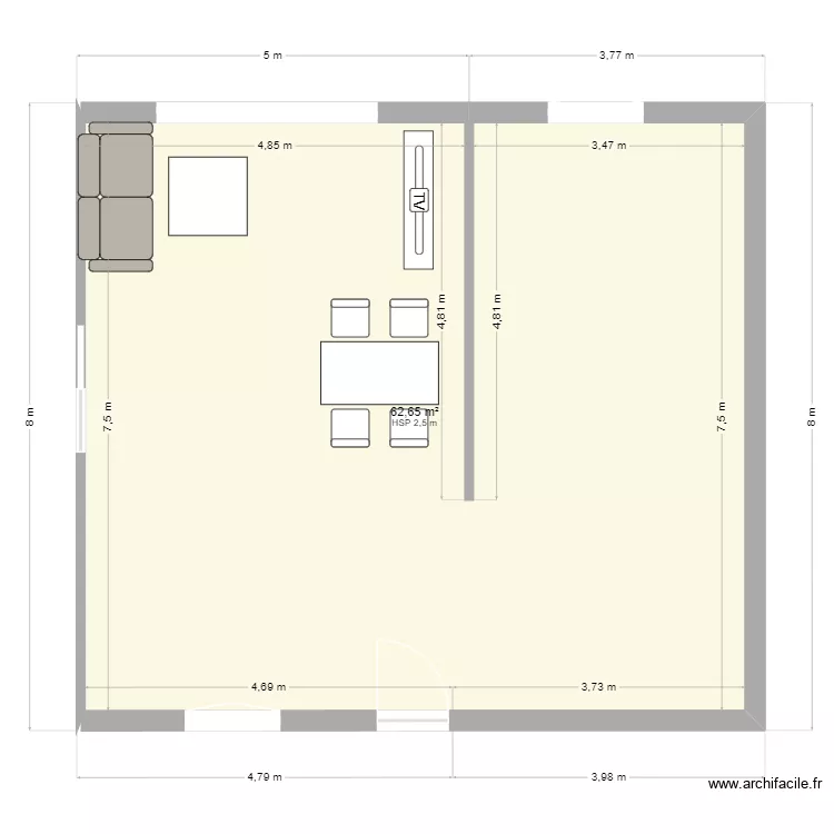 3D 3S. Plan de 1 et 63 m² 3D 3S. Plan de 1 et 63 m²