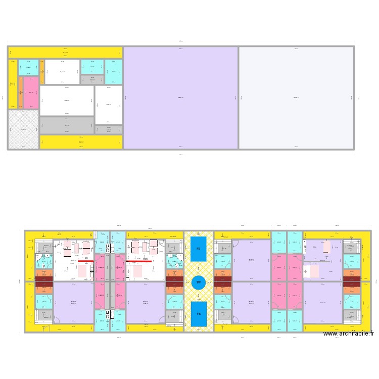 Jacqueville Studio Full Projection. Plan de 69 pièces et 1088 m2