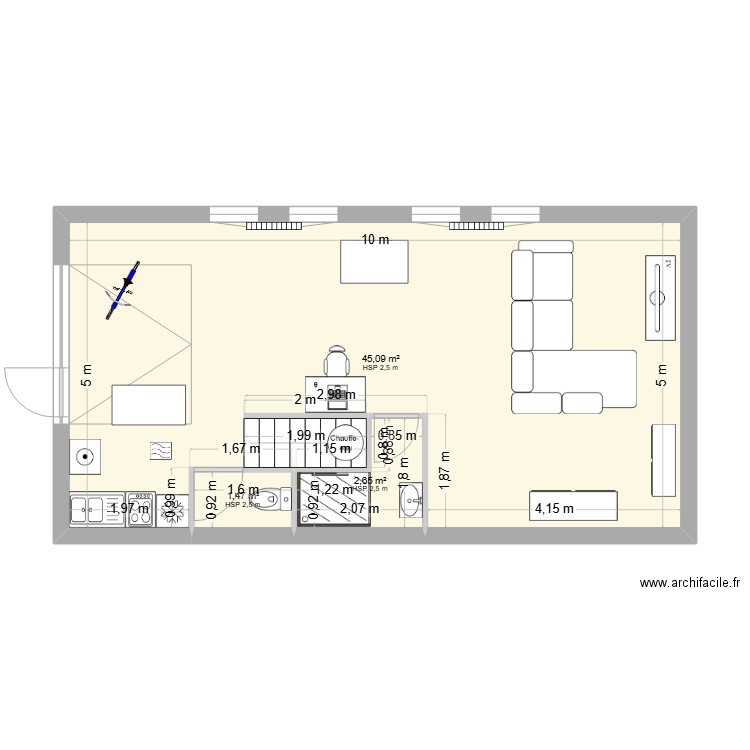 Idée03. Plan de 3 pièces et 49 m2