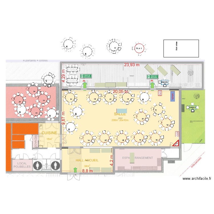 SALLE 14 MIORA LIONEL-service entrée. Plan de 3 pièces et 334 m2