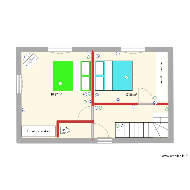 ANNE SOPHIE 2. Plan de 2 pièces et 35 m2