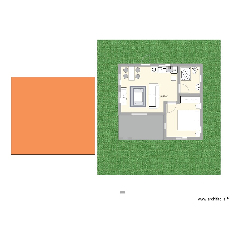 Ari. Plan de 1 pièce et 34 m2